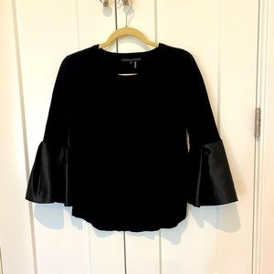 Black sweater with black polyester bell sleeve size small